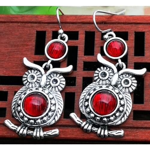 Vintage Thai Silver Earrings For Women Individual Character Jewelry Owl Long Ear Drops Party Gift