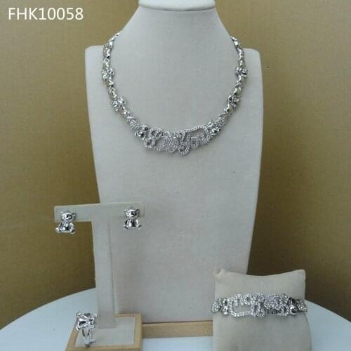 Yuminglai Hot Sale African Sets Hugs and Kisses Rhinestone Fashion Jewelry Set for Woman FHK10058