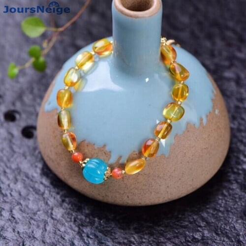 Fine JoursNeige Natural Stone Bracelets With Shape Yellow Beads and Pumpkin Bead Bracelet for Women Single lap Fashion Jewelry