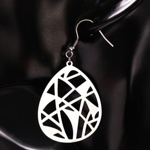 2021 Water Drop Stainless Steel Earrings for Women Jewelry Fashion Silver Color Geometry Earring Jewelry aretes largos E1511S04