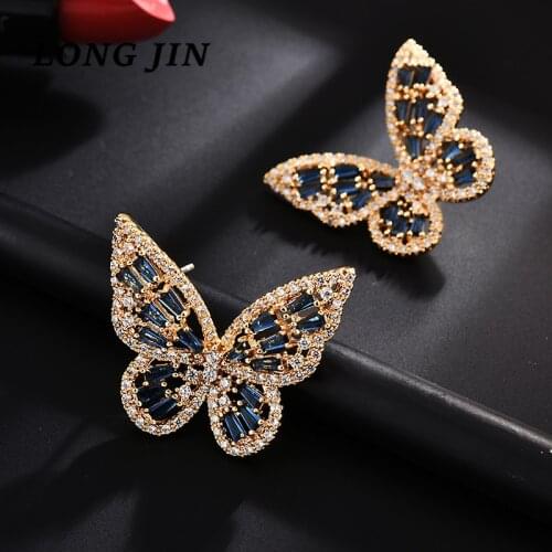 Korean Version Of Gold Color Strand Earrings For Women Butterfly Inlaid CZ Zircon Fairy Fashion Temperament Wild Ear Jewelry