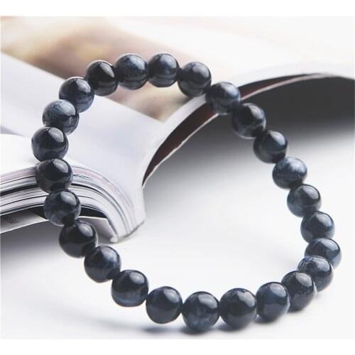 Precious Blue Natural Pietersite Bracelets For Women Female 7.5mm AAAA Stretch Natural Stone Crystal Round Bead Bracelet