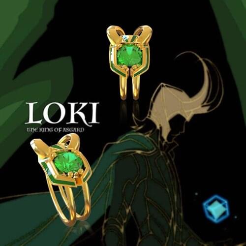 Xcostume Loki Laufeyson Odinson Gold Ring Green Cosplay Costume Accessories Wedding Props Gifts Halloween Adults