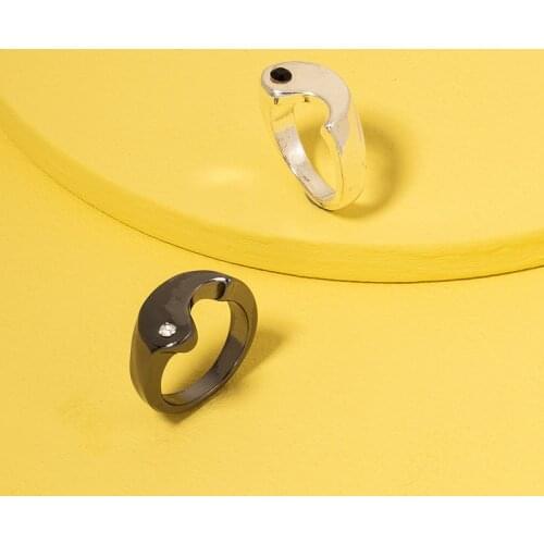 1Pair Punk Lover Ring Couple Trend Ying Yang Ring For Women Men Stainless Steel Tai Chi Engagement Wedding Finger Jewelry