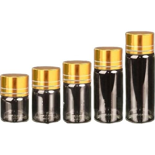 10ml Small Glass Tube with lid Storage Container Bottle Jar Travel Packing Bottle Bottle Cosmetics Container GoldColor Cap 24pcs