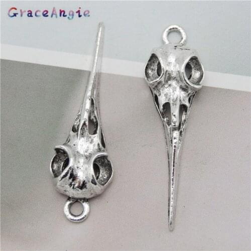 10pcs Zinc Alloy Skull Charms Alloy Raven Pendant Punk Man Necklace Bracelet Accessory Jewelry Making Vintage Charms Crafts