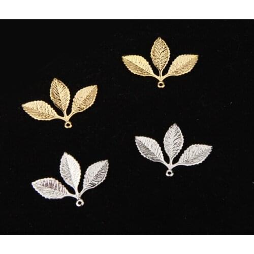 2020New 100Pcs Three leaves button for DIY Jewelry earring pendants or hair accessoriess BT36
