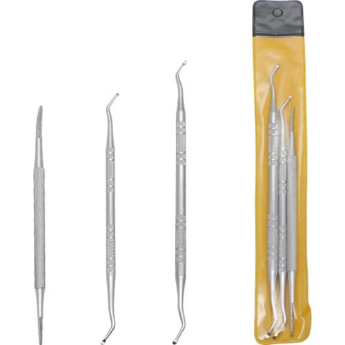 A Set of Stainless Steel Nail-grooving Spoon Set with Double Head Polisher Nail-grooving Nail-cleaning File