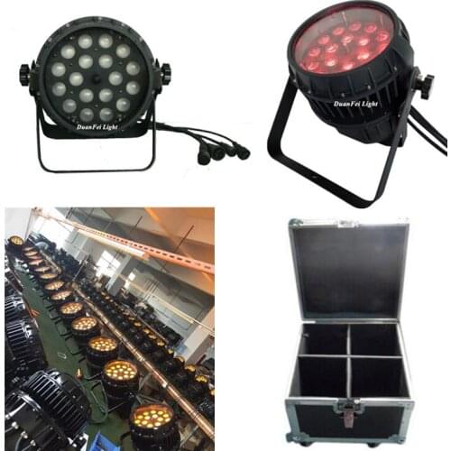 4pcs+Flycase) christmas light show led par zoom 18x15w rgbwa led par light stage wateproof outdoor led uplights