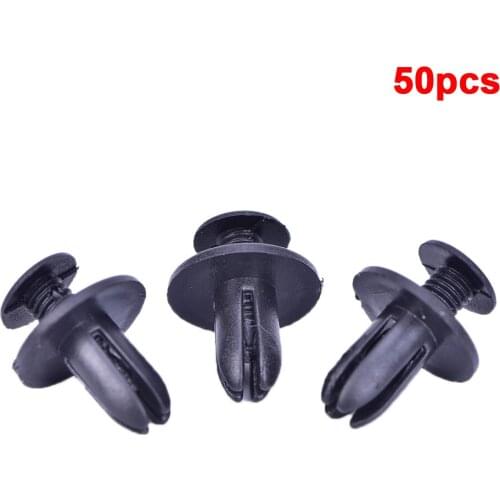 50Pcs 8mm Auto Car Bumper Fender Retainer Push Black Plastic Fixed Clips Fasteners