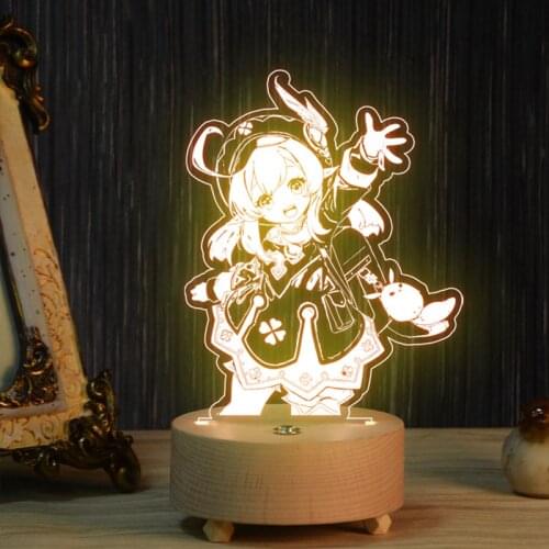 Game Genshin Impact Cosplay DIY Accessories Anime Project Klee Keqing LED Night Light Bluetooth Speaker Luminous Desk Lamp Gifts