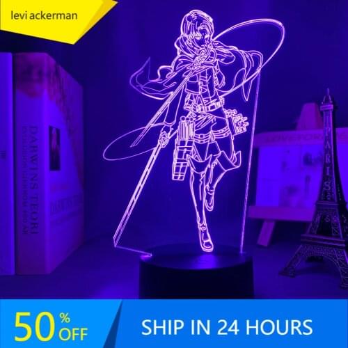 Anime 3d Lamp Attack on Titan Levi Ackerman light for Bedroom Decoration Kids Gift Attack on Titan LED Night Light Levi