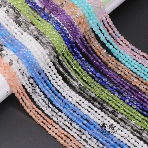 AngQi Small Beads 4mm Natural Stone Gem Beads Section Crystal Loose Beads DIY Necklace Bracelet Cake Beads for Jewelry Making 16