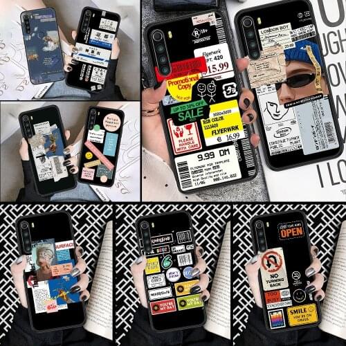 Retro Bar Code Label Phone case For Xiaomi Redmi Note 7 7A 8 8T 9 9A 9S 10 K30 Pro Ultra black fashion cover pretty cell cover