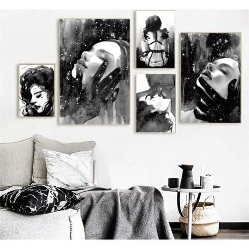 Black and White Figure Women Paintings on Canvas Nordic Posters and Prints Wall Art Pictures for Living Room Home Decoration