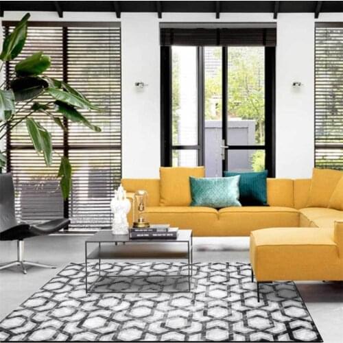 Black Geometric Plaid White Printed Carpet For Bedroom Nordic Simple Kitchen Floor Carpet Rug Long Hallway Rugs Decor Doormat