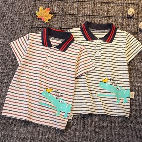 DIIMUU Summer Boys Shirts Short Sleeve Kids T-Shirt Boys Collar Tops Fashion Baby Baby Boy Shirts 1-5 Years Child Top Clothes