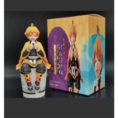 Anime Figures Demon Slayer: Kimetsu no Yaiba Kamado Tanjirou Agatsuma Zenitsu Eat Rice Balls PVC Figure Figurine Toy Model