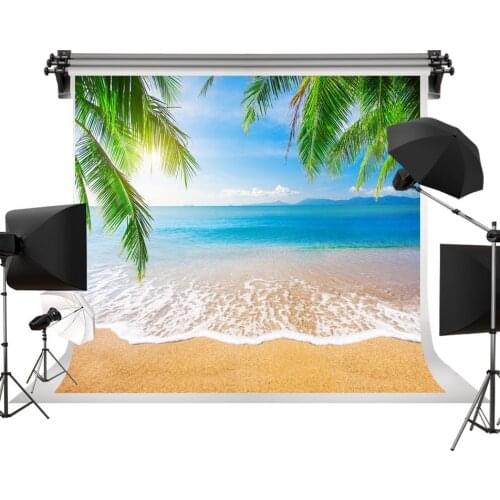 Palm Tree Sea Tropical Beach photo backdrop Vinyl cloth High Computer printed Painted wedding Photography Backgrounds
