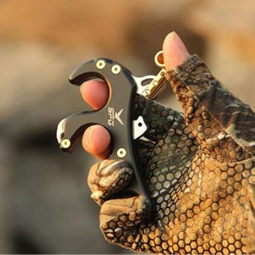 Archery Release Aids 4 Finger Release Stainless Steel Grip Caliper Release Aids For Compound Bow Hunting