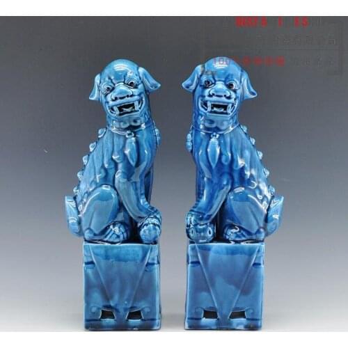 1 pair porcelain foo lion foo dogs ceramic figure statue for home decoration