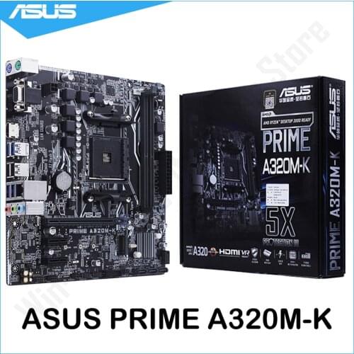 Asus PRIME A320M-K Motherboard AMD Ryzen AM4 Socket DDR4 VGA HDMI M.2 USB 3.1 Micro ATX Motherboard