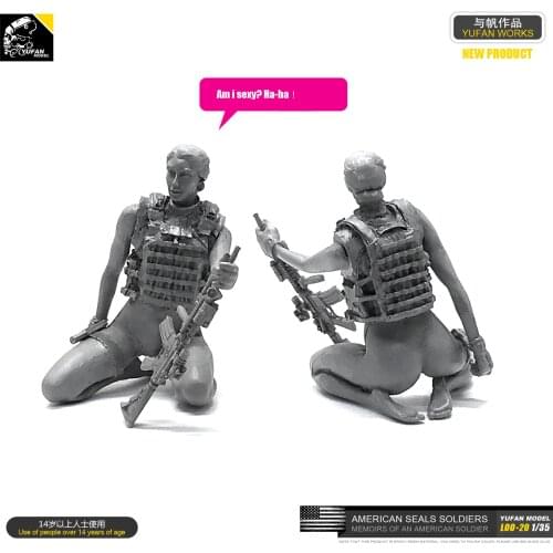Yufan Model 1/35 Figure Model Kit American Seal Commando Resin Female Soldier Unmounted Loo-20