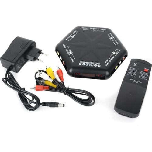 New 4 in 1 out S-Video Video Audio Switch 4 Port Video Game RCA AV Switch Box Selector Splitter with Remote for PC DVD