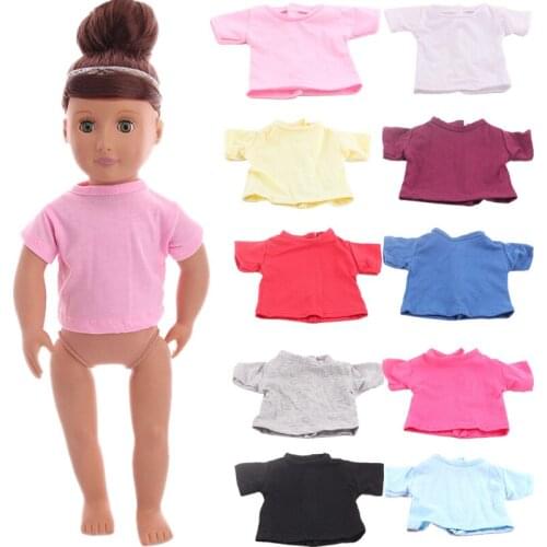 Doll Clothes Doll Top Fit 18 Inch American & 43 Cm Baby New Born Baby Doll 10 Colors Printing Pattern For Our Children