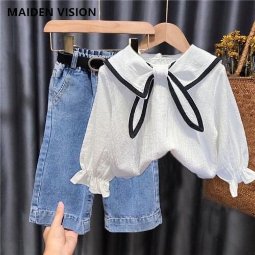 Baby girls outfit New Spring Autumn Girls clothing set Baby Suit Long sleeve cotton shirt +jeans Kids Clothes Girl Suit 2-7year