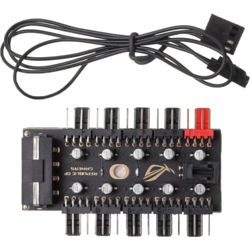 HUB Splitter 1 to 10 4 Pin PWM Cooler Fan HUB Splitter Extension PC Speed Control Board Large 4D/SAT Port Power Motherboard