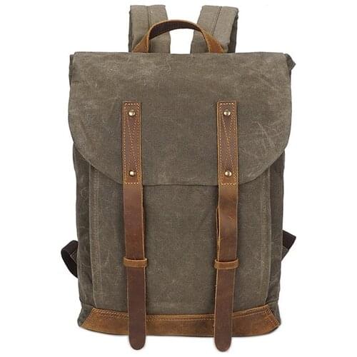 M210 Luxury Vintage Canvas Backpacks 14" Laptop Oil Wax Canvas Leather Travel Backpack Large Waterproof Daypacks Retro Bagpack