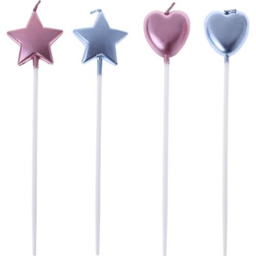 Happy Birthday Heart And Star Candles Cake Cute Candle Kids Party Decor