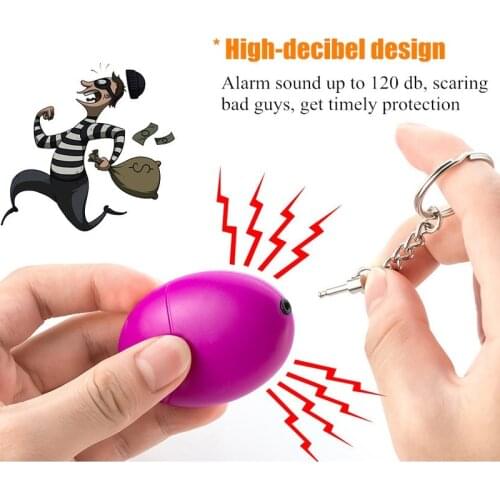 Self-defense siren 120dB egg-shaped girl women security protection alarm personal safety scream big keychain emergency alarm
