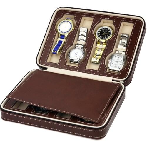 Watch zipper pack 8-bit watch bag watch box leather portable zipper hand
