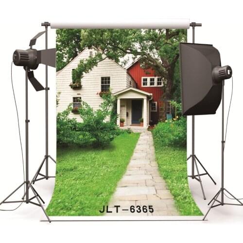 Fabric Cloth Custom Photography Backdrops Scenic Outdoor House Courtyard Vinyl Background Photo Studio Prop for Wedding Children