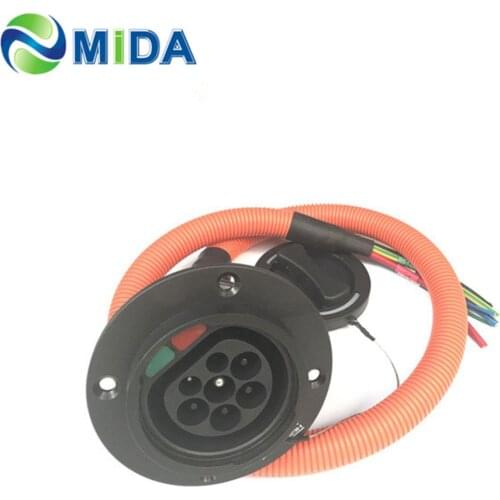 Three Phase 32Amp IEC 62196-2 Type 2 Inlet Male Connector Electric Vehicle Car Side with PT1000