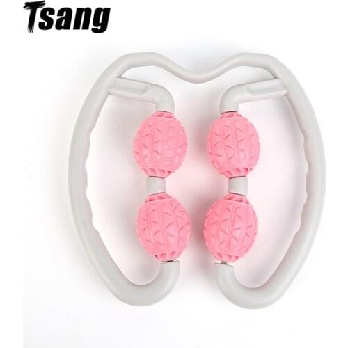 U Shape Trigger Point Massage Roller for Arm Leg Neck Muscle Tissue for Fitness Gym Yoga Pilates Sports 4 Wheel Yoga Accesories