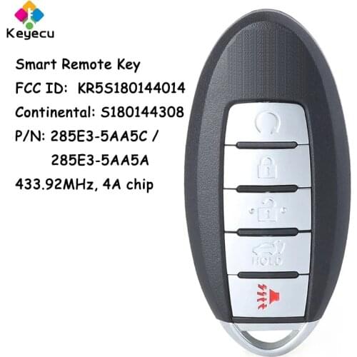 KEYECU Smart Remote Key With 5 Buttons for Nissan Murano Pathfinder 2015 2016 2017 2018 Fob S180144308 433.92MHz KR5S180144014