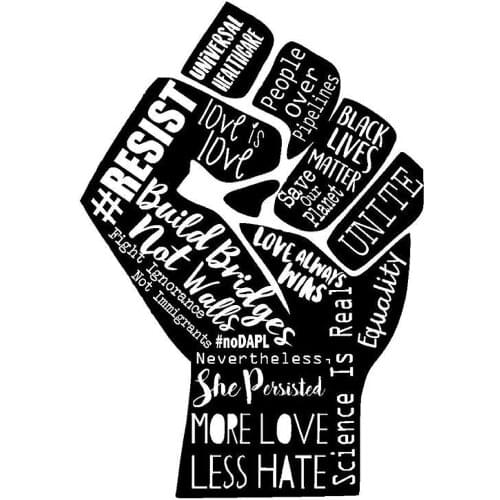 Black Live Matter Resist Fist Equality More Love Less Hate Vinyl Sticker Decal for Car Bumper Window Laptop Decor 15cm