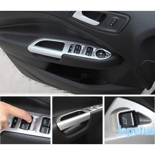 Lapetus Inner Door Armrest Window Lift Button Panel Decoration Cover Trim / Matt Style Fit For Ford Kuga / Escape 2014 - 2019