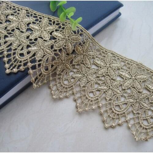 Water soluble gold thread lace Flower DIY clothing accessories embroidery fabric wholesale handmade accessories