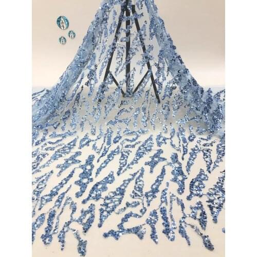 High Quality French Mesh Lace Fabric Sequin Embroidery Craft French Tulle DIY Skirt Sewing Wedding Dress 5 Yards Wholesale