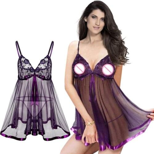 Lingerie Sexy Hot Erotic Womens Negligee Erotic Underwear Babydoll Sex Costumes Transparent Lace Nightdress Women Sexy Lingerie