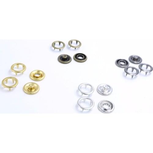 15mm prong snap button for children sweater silver/bronze/gun black/gold snap button brass material diy button 50pcs