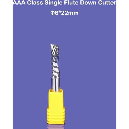 1pc left hand down cutter spiral single flute CNC router bits 6mm*22mm