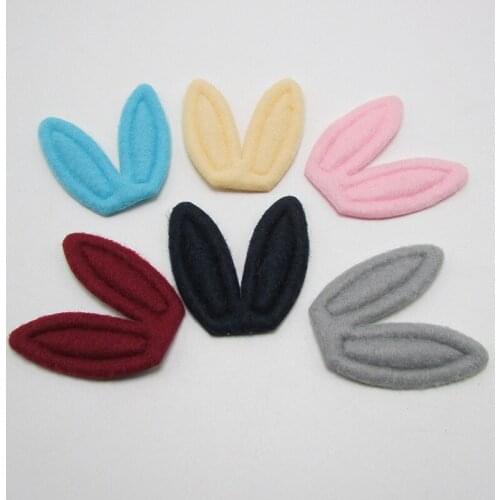 10PCS Rabbit Ear Ball Padded Appliques For clothes DIY Baby hair Clip headwear Decor Ornament Accessories