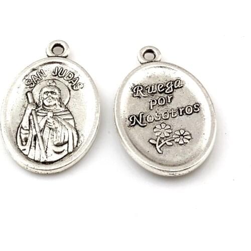Hot Sale ! 10pcs Zinc Alloy San Judas Tadeo Charm Pendants DIY Jewelry 16x26mm A-450