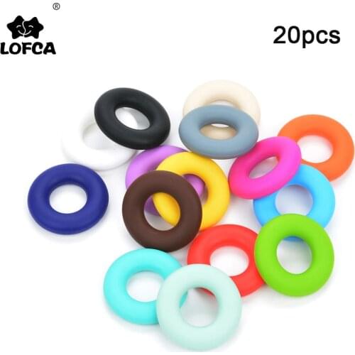 LOFCA 20pcs Donut Silicone Beads Baby Teether BPA Free Food Grade Silicone Teething Beads For Baby Pacifier Chain Accessories