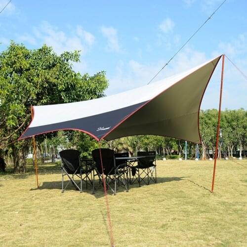 L size 5.6*5.5m & M size 5*4.7m aluminum & iron pole super large size new design silver coated tarp/gazebo/sun shade tent/awning